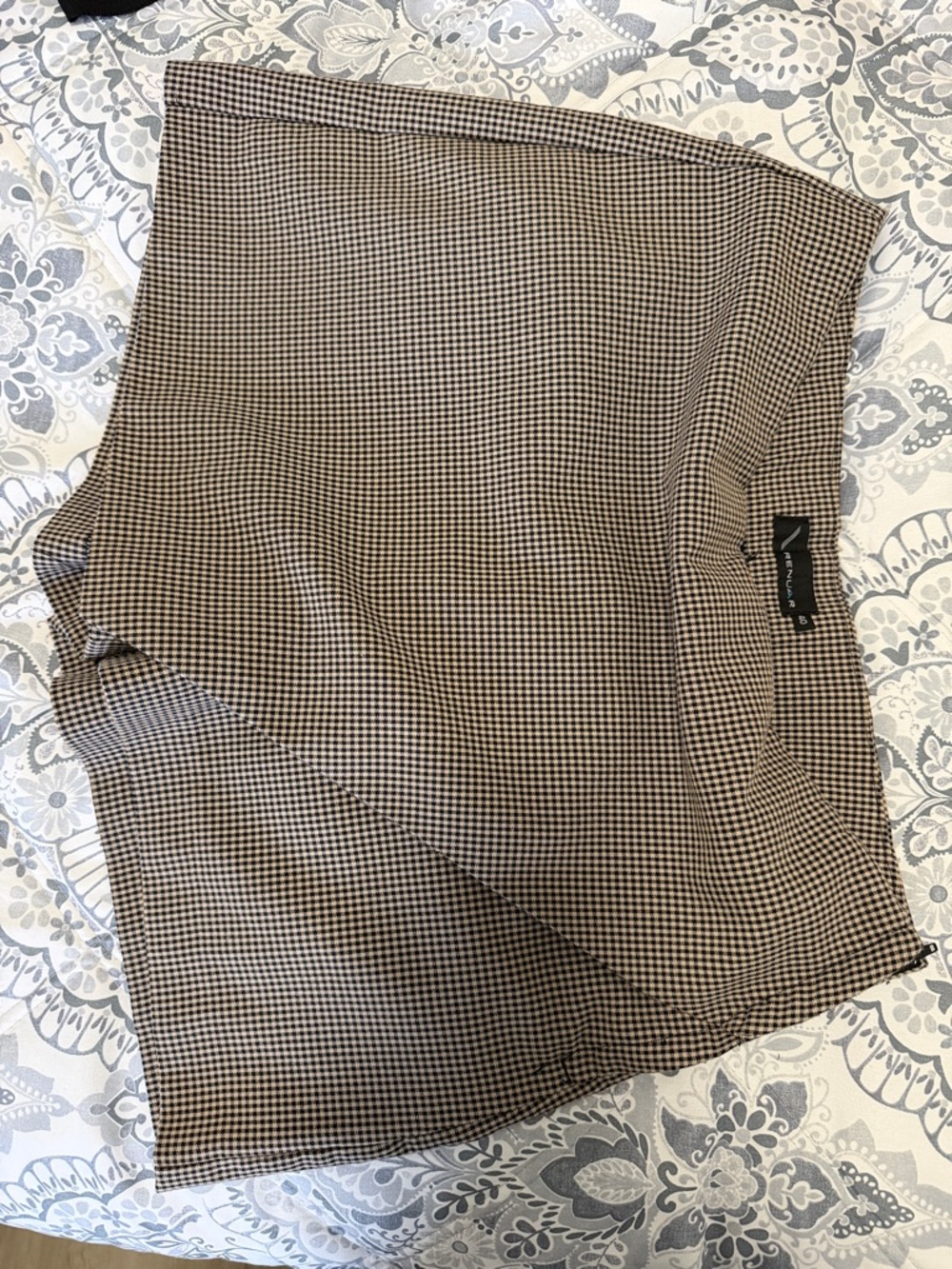 Express Brown and Black Micro Houndstooth High-Waist Skirt